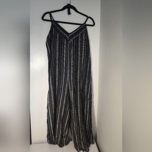 Xhilaration Black and White Striped Jumpsuit